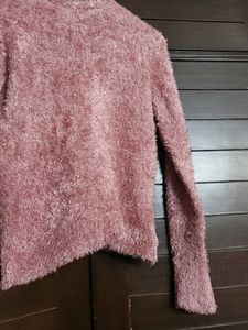 Pink Fuzzy Long Sleeve Sweater