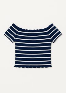 Striped Off-Shoulder Crop Top