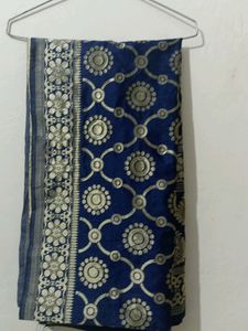 Dark blue Jacquard duppata
