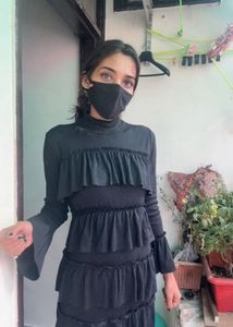 Elegant Black Ruffled Dress