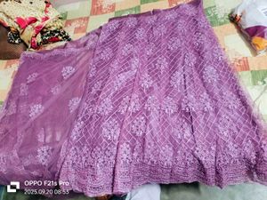 Purple Embroidered Unstitched Lehenga Choli