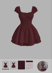Square Neck Texture Waist Cinching