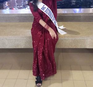 Elegant Maroon Sequin Saree