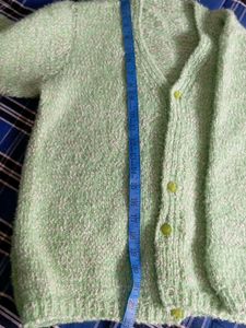 Hand-Knitted Green Baby Cardigan
