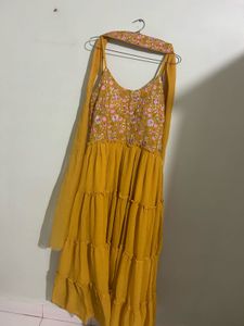 Elegant Mustard A-line Kurta Set