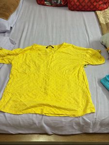 Yellow Eyelet Top