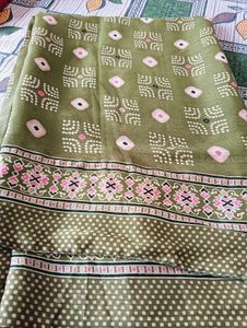 Olive Green Patterned Fabric