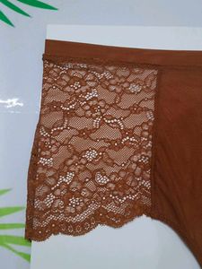 (800)Stylish Rust Brown Lace Hipster Underwear