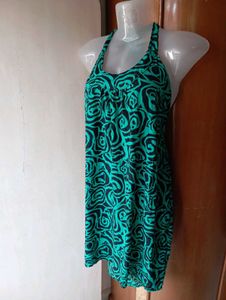 Green Floral Halter Dress