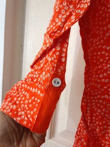 Soch Brand Orange And White Printed Top