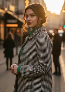 Chic Checked Coat 🐻 winter ☃️✨