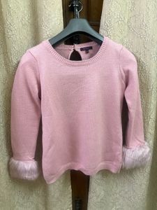 Pink Sweater with Fur Cuffs