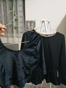 Stylish Black Peplum Top Set