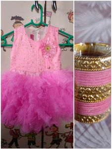 Pink Dress and Bangles Set
