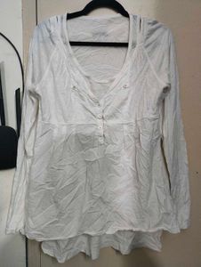 White Button Down Long Sleeve Top