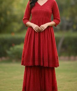 Red Embroidered Salwar Kameez Suit