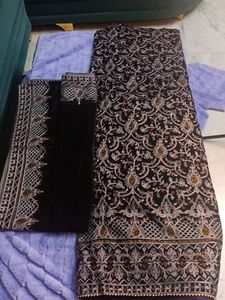 Royale Blue EmbroideryWork Kashmiri Paschim Velvet