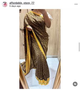 Elegant Brown Printed Saree