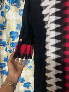 Ikkat Black And Red kurti