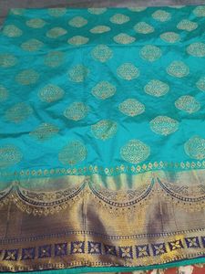 Teal &amp; Gold Brocade Fabric