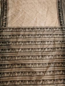 Cream + Black Colour Saree