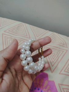 Trendy White Pearl Hoop Earrings ✨✨🌟