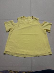 “Honey By Pantaloons” Yelloe Cold Shoulder Top