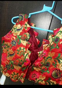 Designer Red Blouse With Beautiful Work