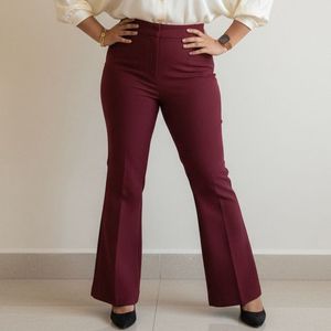 Burgundy Flare Leg Trousers
