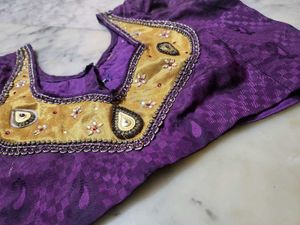 Embroidered Purple &amp; Gold Blouse