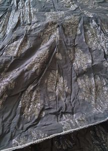 Black Silver Print Crinkle Skirt