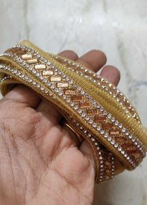 Gold Embellished Stone Lace Border