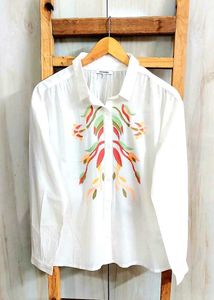 Embroidered White Shirt Size-46-48