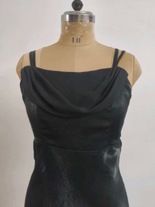 Sleek Black Cowl Neck Slip Dress
