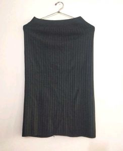 Black Ribbed Knit Skirt