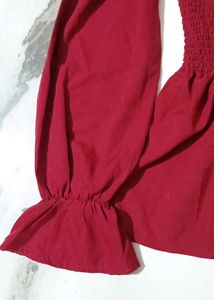 Elegant Maroon Smocked Top