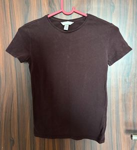 H&M Brown Fitted T-Shirt