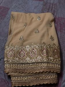 Elegant Beige Embroidered Dupatta
