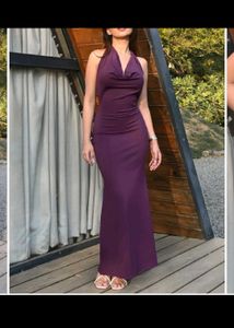 Elegant Purple Halter Dress