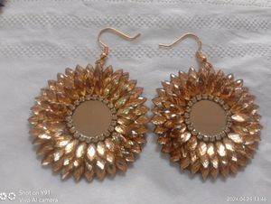 Mirror Work With Golden Diamond Earring
