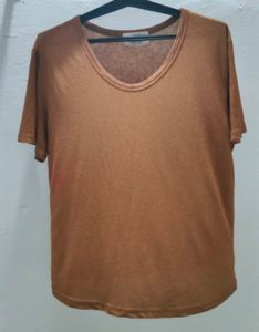 Brown U-Neck T-Shirt