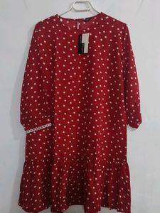 Style Quotient Red and White polka dot Dress
