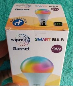 Wipro 9W B22D WiFi LED Smart Bulb with Music Sync Function, Compatible with Amazon Alexa and Google Assistant (16M Colours, Warm White/Neutral White/White + Dimmable) Pack of 1