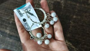 Pearl Drop Hoop Earrings