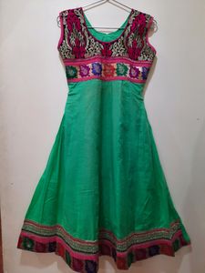 Green Embroidered Anarkali Dress