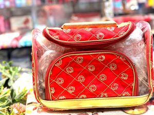 Red &amp; Gold Cosmetic/Travel Bag