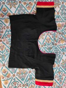 Elegant Black &amp; Magenta Embroidered Saree