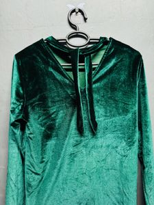 A Beautiful Dark Green Velvet Top