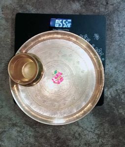 Heavy Brass Thali With Lota .