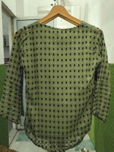 Olive Green Polka Dot Top